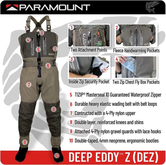 Paramount Outdoors Deep Eddy Zippered Breathable Stockingfoot Chest Fishing Wader - Image 6